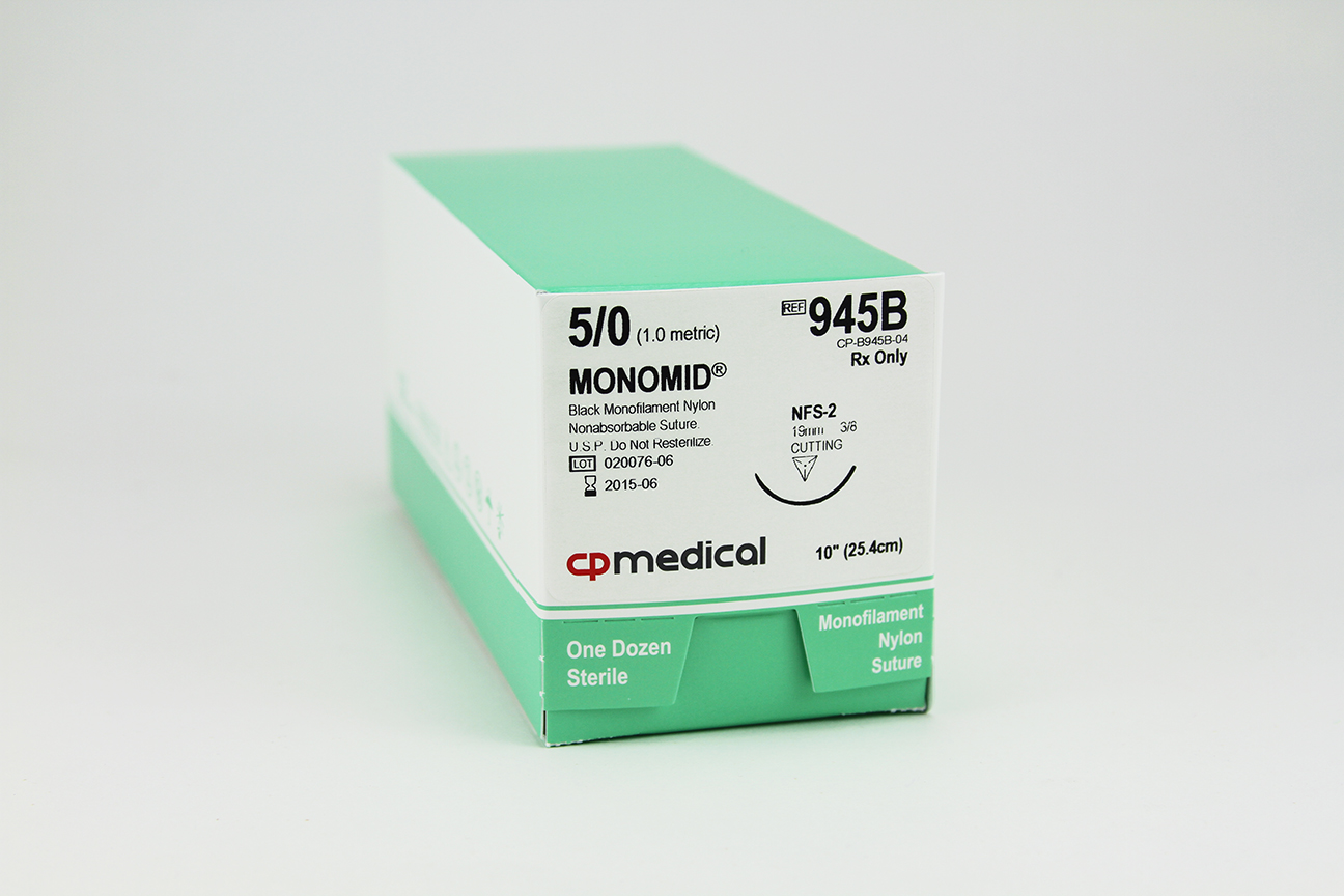 Suture Nylon Black, Mono Biopsy 10', FS-2, Non-Absorbable Monomid CP Medical by CP Medical  ID 945B-CP